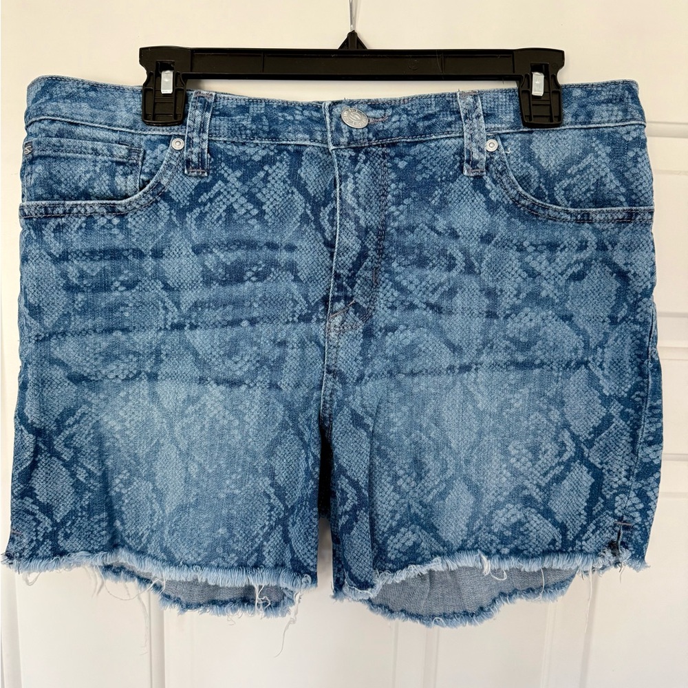 Seven7 Blue Snake Print Jean Shorts
